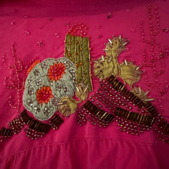 Vintage silk beaded blouse shirt with gemstone buttons. Beautiful! - Picture 2 of 11